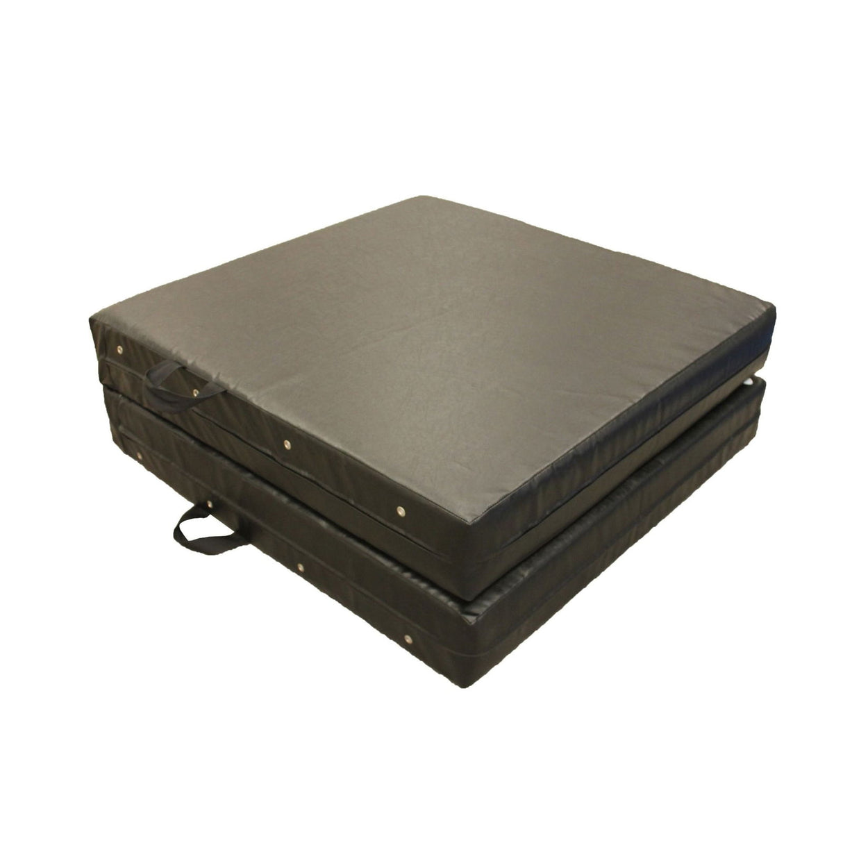 foldable crash mat closed for storage with built-in handles