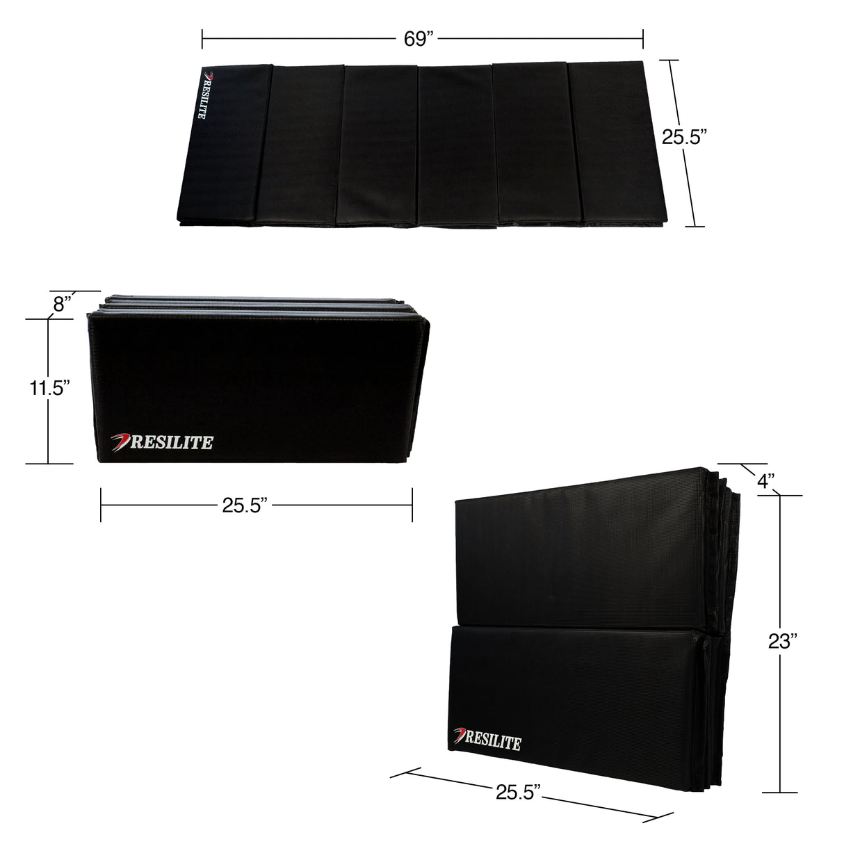 Diagram of the Resilite OmniMat displaying its 25.5 × 69 inch dimensions.