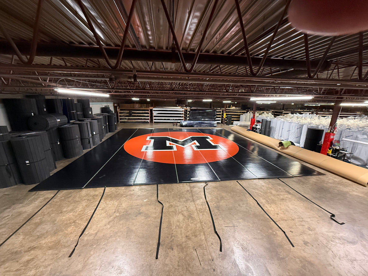 Flex 3 Wrestling Mat 42' x 42' Black and Orange 7 Sections