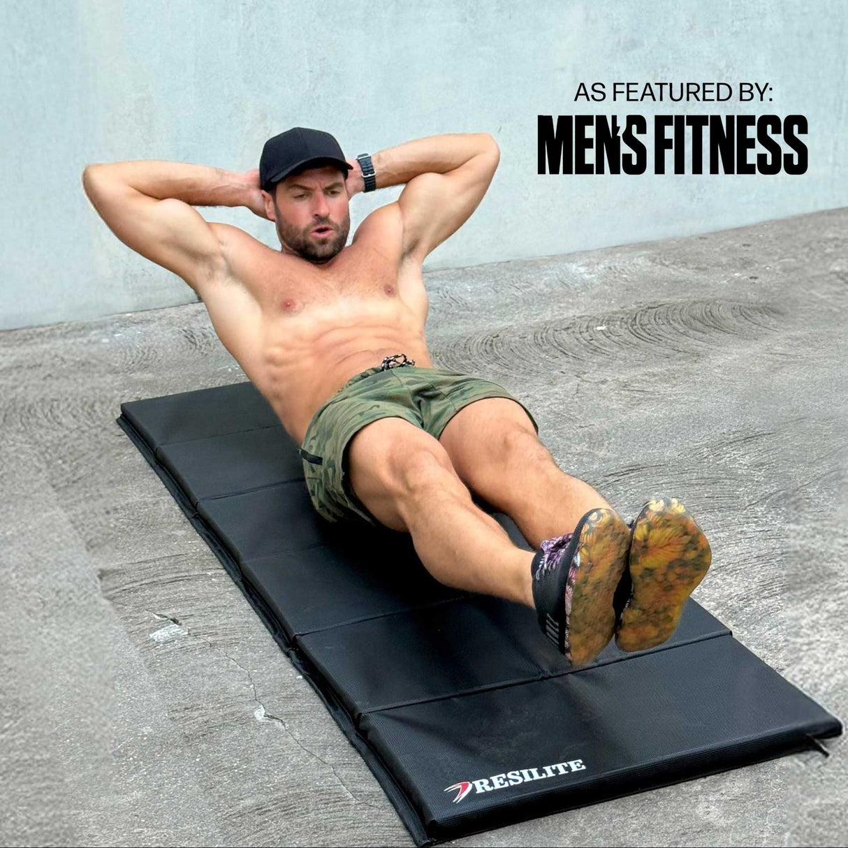 Jimmy Drew performing core workout on OmniMat adjustable folding exercise mat