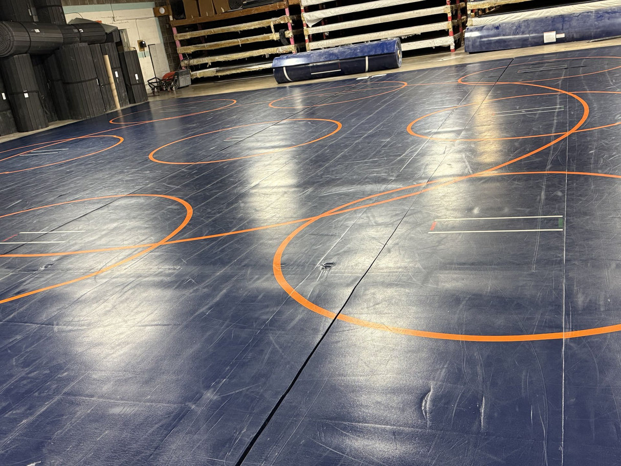Classic Wrestling Mat Classic 625 - 46'2" x 50' Navy and Orange
