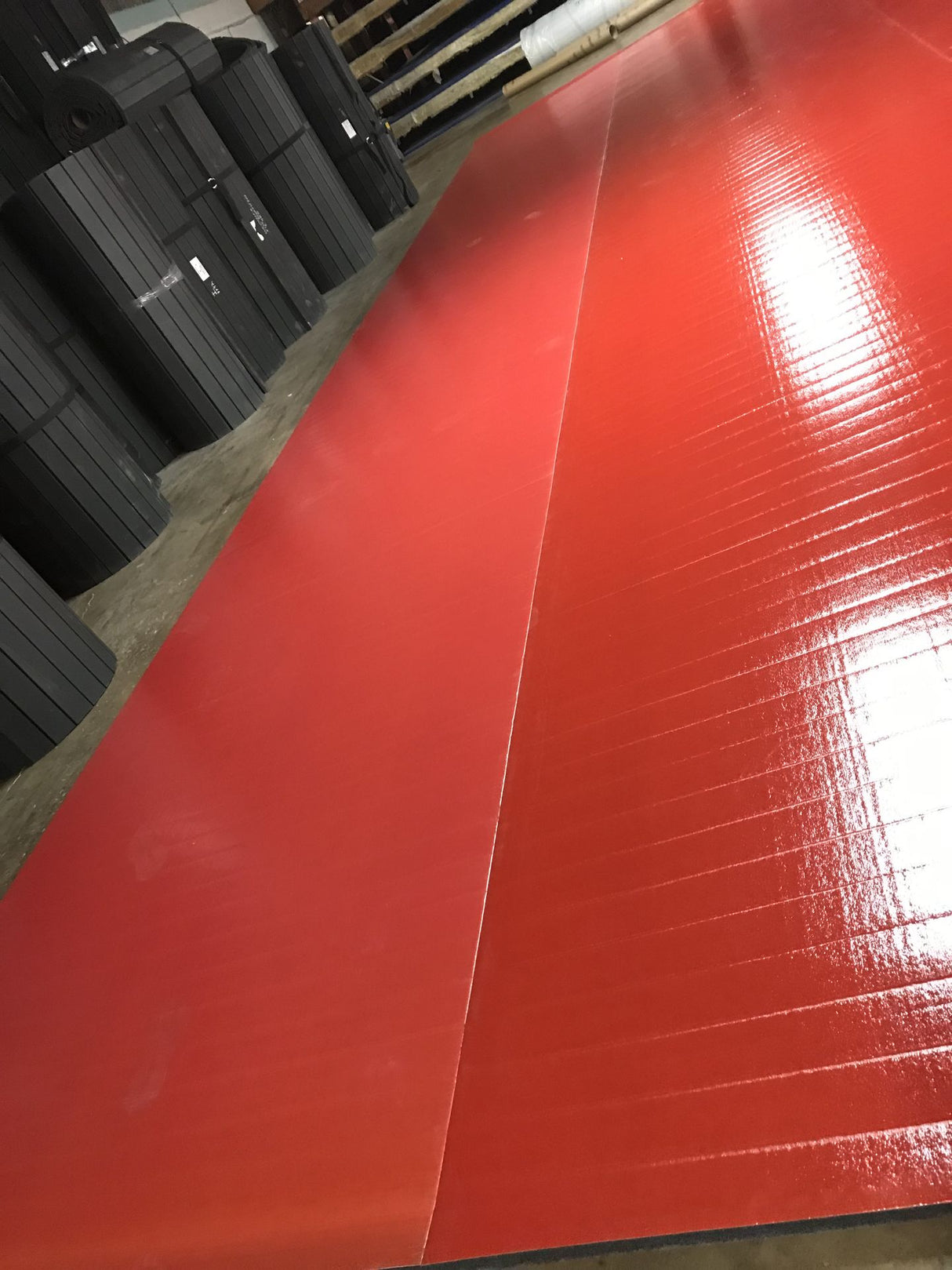 MMA Mat- Wrestling Mat - Flex 3- 42' x 40' Red - No Markings - 7 Section