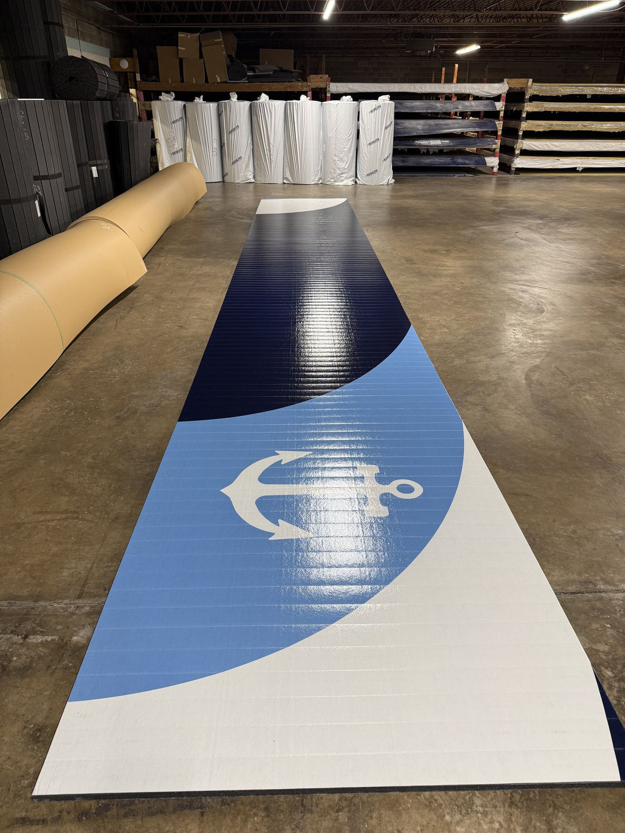 Flex 3 Wrestling - 6' x 40'4" Navy Mat With Anchor Logo - 1 Section