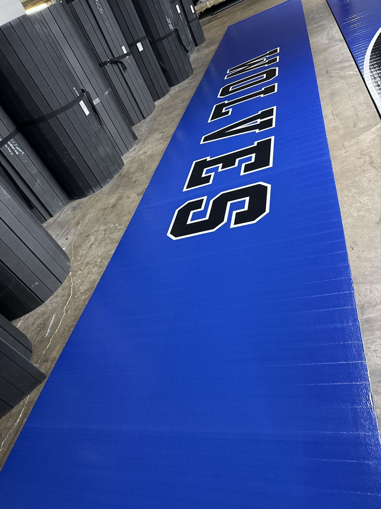 Flex 3 Wrestling 6' x 42' Blue - Wolves Lettering