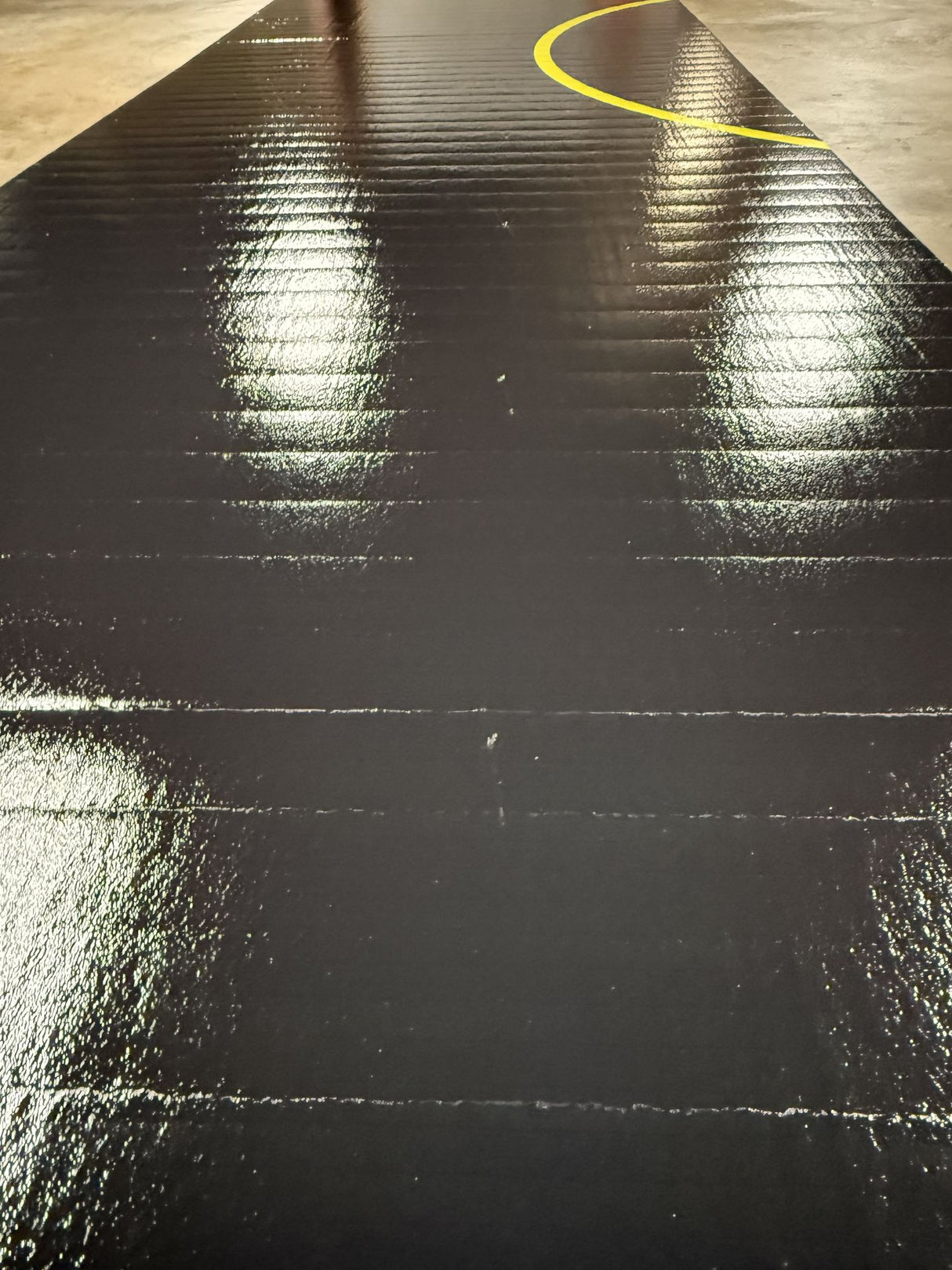 Flex 3 Wrestling Mat -6' x 42' Black with Gold Lines