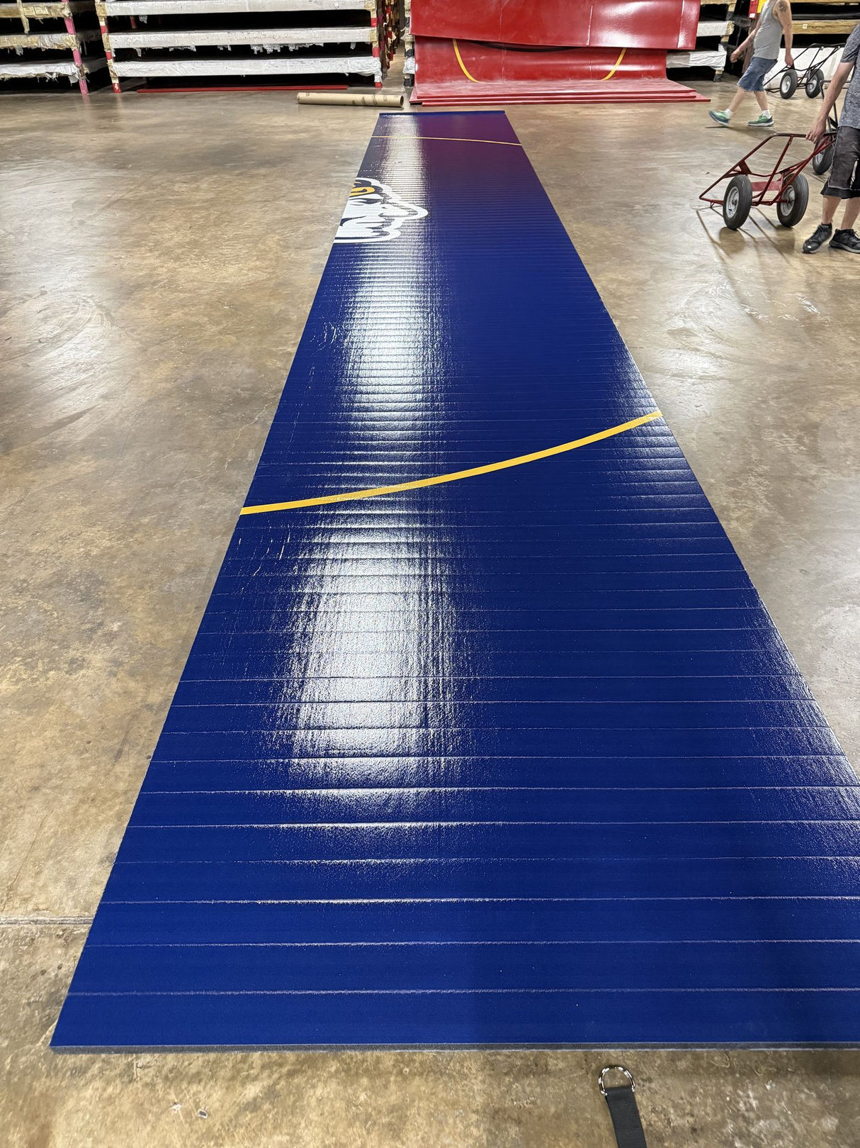 Flex 3 Wrestling Mat 6' x 42' Cobalt With Gold Lines - 1 Section