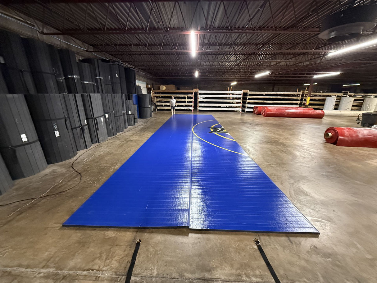 Flex 3 Wrestling Mat 12' x 41' 11" Bright Blue - 2 Section