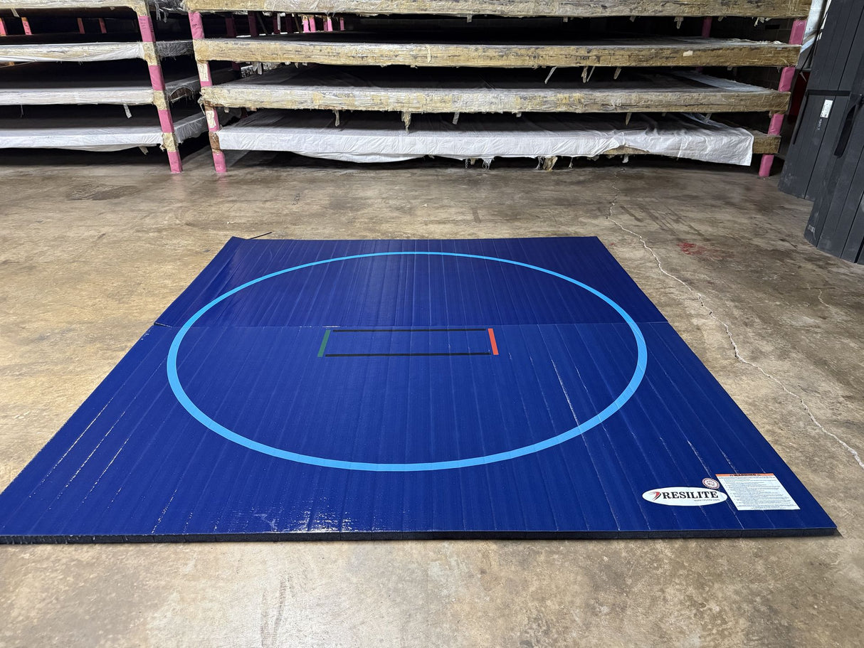 Flex 3 Home Wrestling Mat: Taped 9'4" x 10' Cobalt with sky blue 8' circle