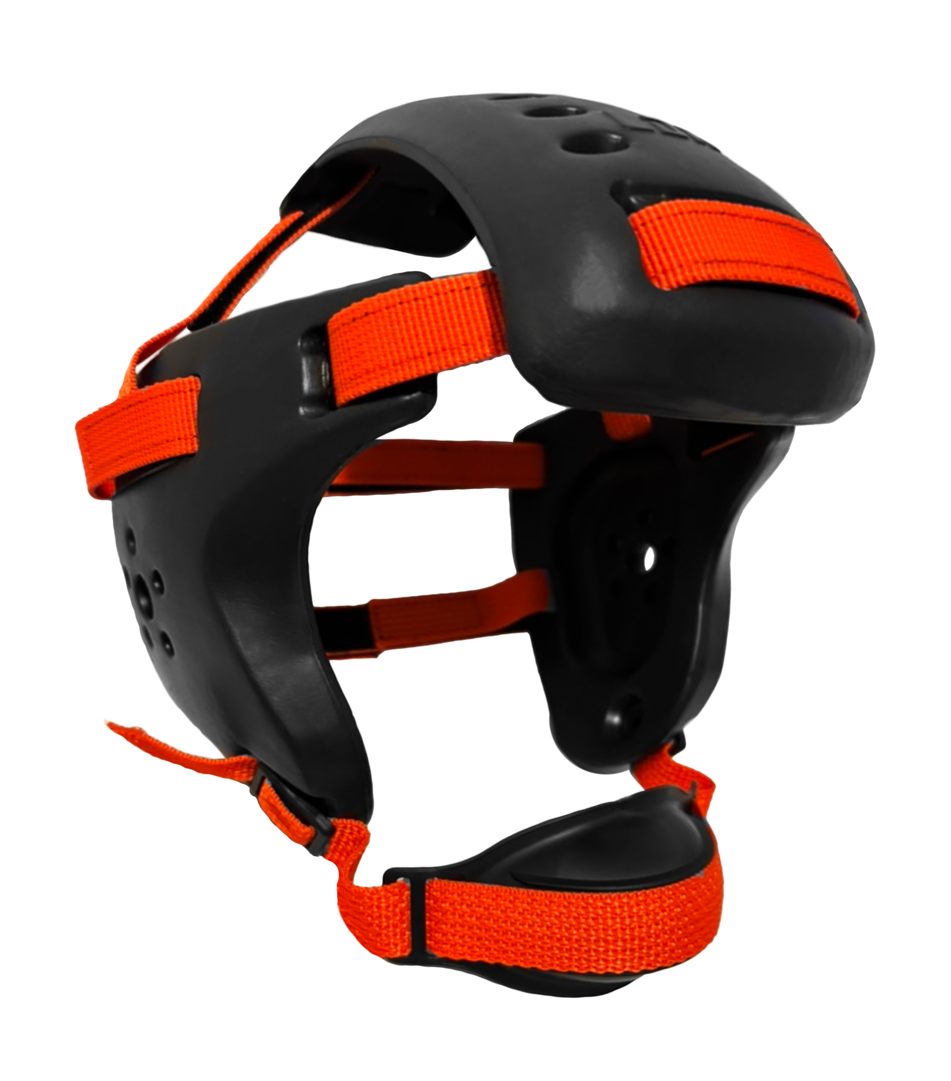 Earguard XP Wrestling Headgear - Adult Black with Orange Straps
