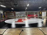 Flex 3 Wrestling Mat 41' 8" x 42' Black and Gray with Lettering and Logos