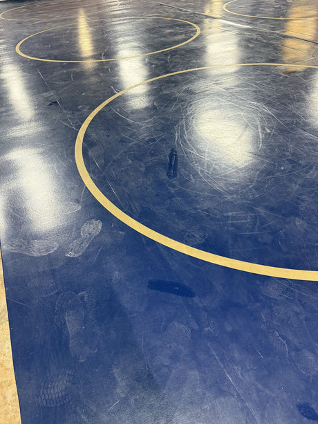Classic Mat 27' 8" X 42' Navy with Metallic Gold Practice Circles