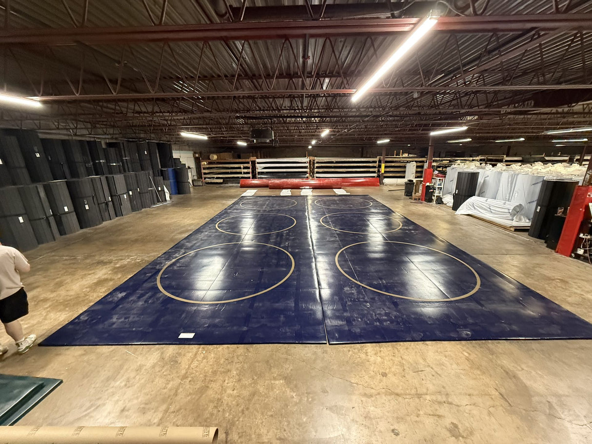 Classic Mat 27' 8" X 42' Navy with Metallic Gold Practice Circles