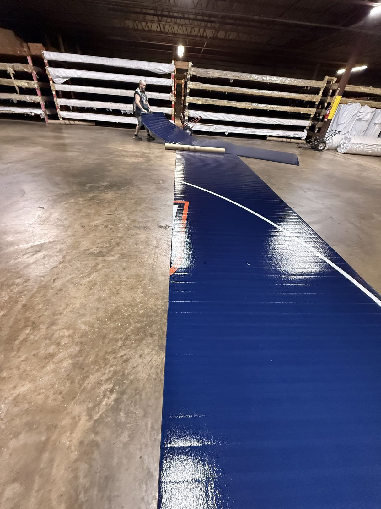 Flex 3 Wrestling Mat 6' x 42' Navy With White Lines - 1 Section