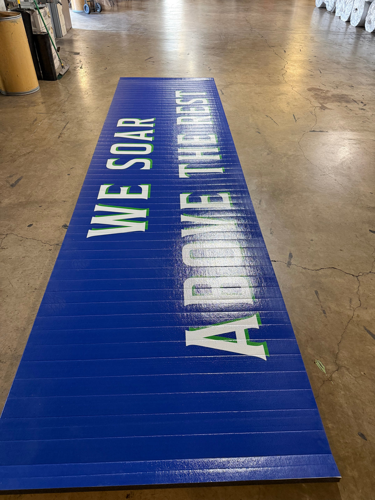 Flex 3 Wrestling Mat 5' x 18' 10"  Bright Blue with Lettering 1 Section