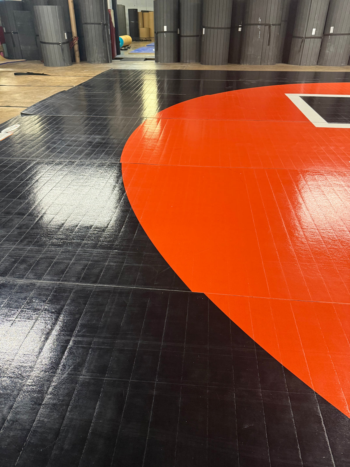 Flex 3 Wrestling Mat 42' x 41' 2"  Black and Orange 7 Sections