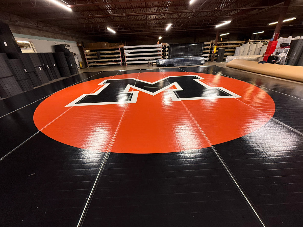 Flex 3 Wrestling Mat 42' x 42'  Black and Orange 7 Sections