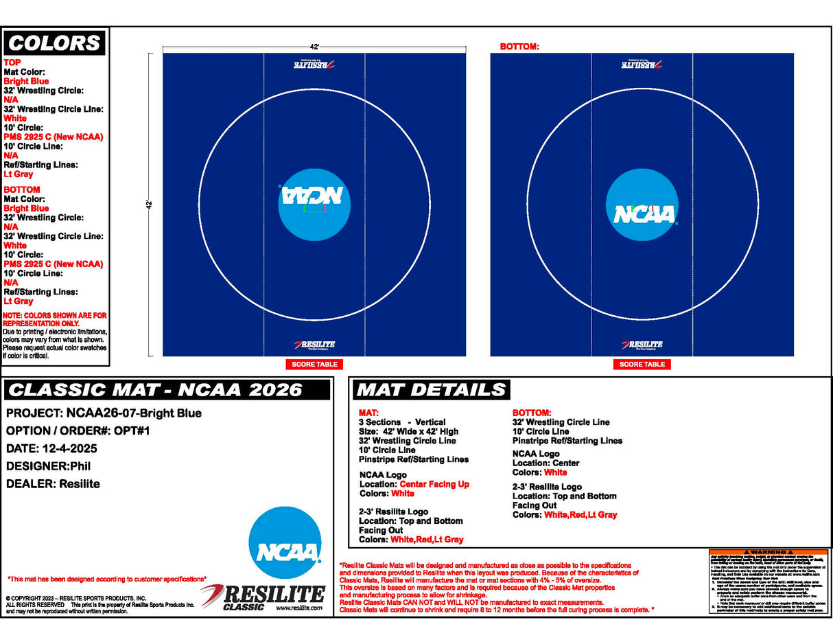 2026 NCAA Wrestling Championship Mat - 42' x 42' Classic Mat