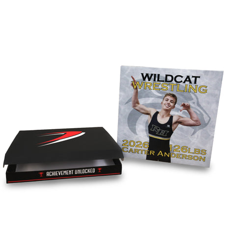 Personalized wrestling award mat with custom logo and name