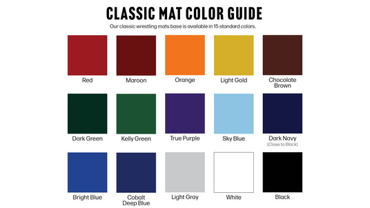 Resilite Classic Wrestling Mats are available in 15 base color