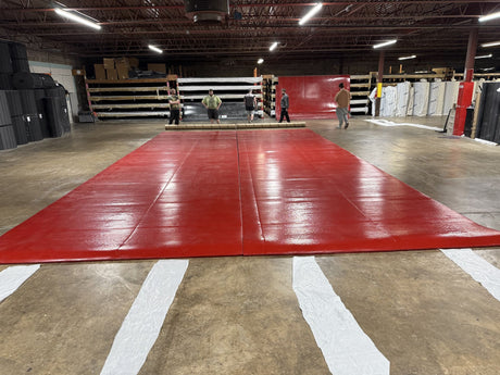 Classic Wrestling Mat 20'10" x 38'3" - Red with Gold lines