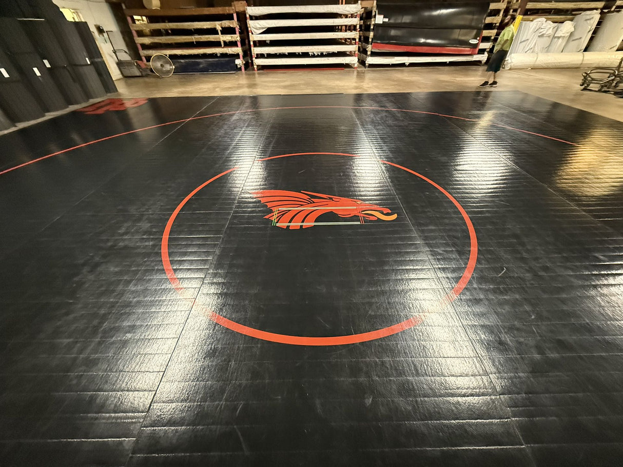 Flex 3 Wrestling Mat 40' x 40' Black With Orange Markings