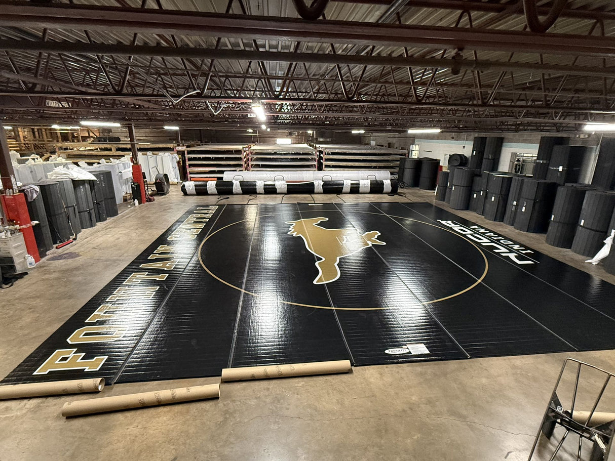 Flex 3 Wrestling Mat 38' x 38' Black and Gold