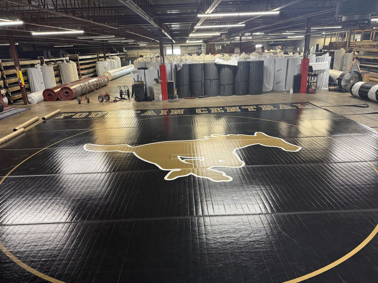 Flex 3 Wrestling Mat 38' x 38' Black and Gold