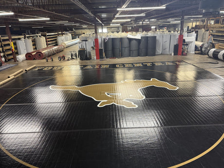 Flex 3 Wrestling Mat 38' x 38' Black and Gold