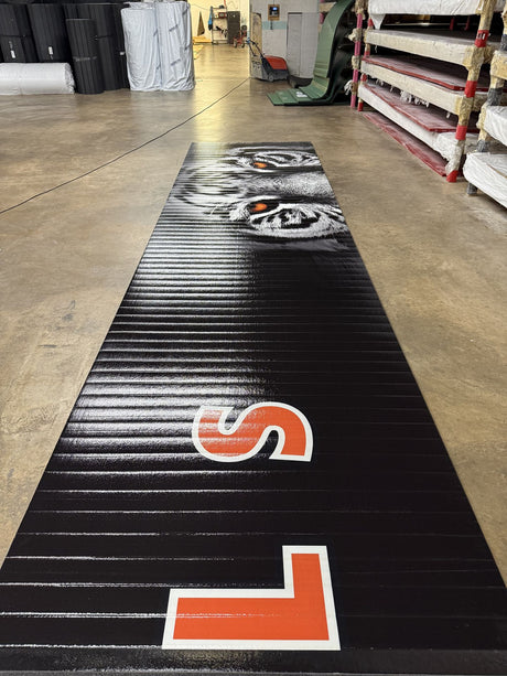 Flex 3 Wrestling Mat  LW 6' x 23'5" - Black with lettering and logo