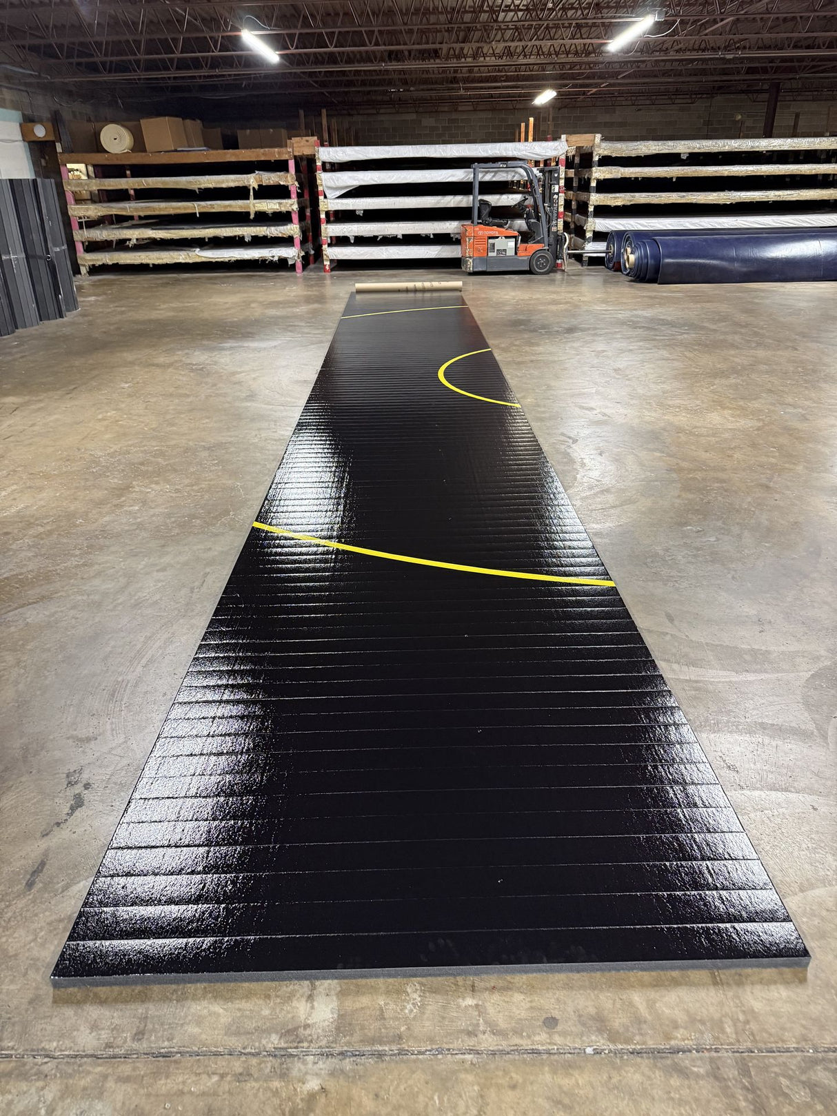 Flex 3 Wrestling Mat -6' x 42' Black with Gold Lines