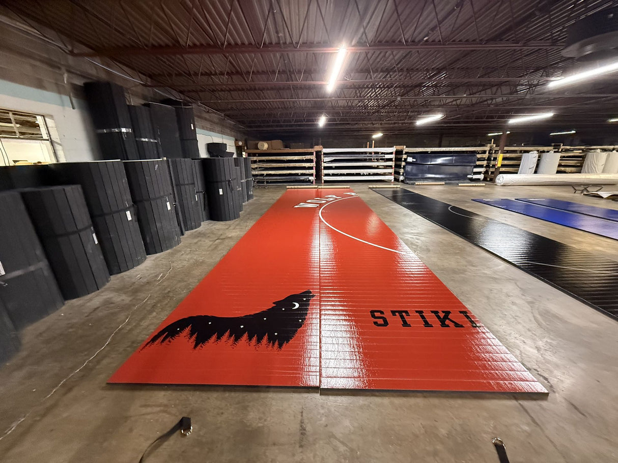Flex 3 Wrestling Mat 12' x 42' Red with white