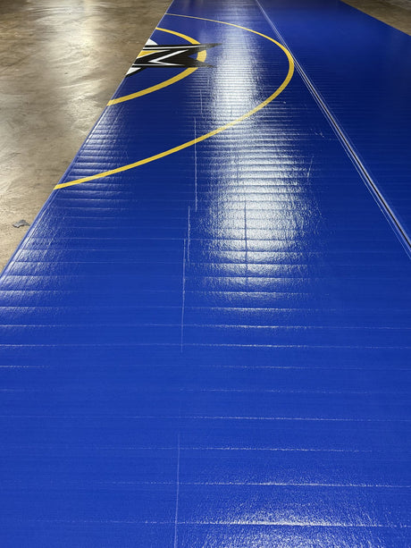 Flex 3 Wrestling Mat 12' x 41' 11" Bright Blue - 2 Section
