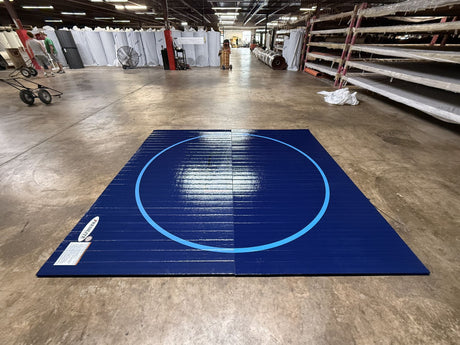 Flex 3 Home Wrestling Mat: Taped 9'4" x 10' Cobalt with sky blue 8' circle