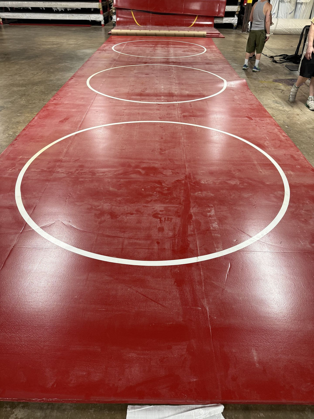 Classic Mat 12' 9" x 42' Red With 3 10' White Cirles