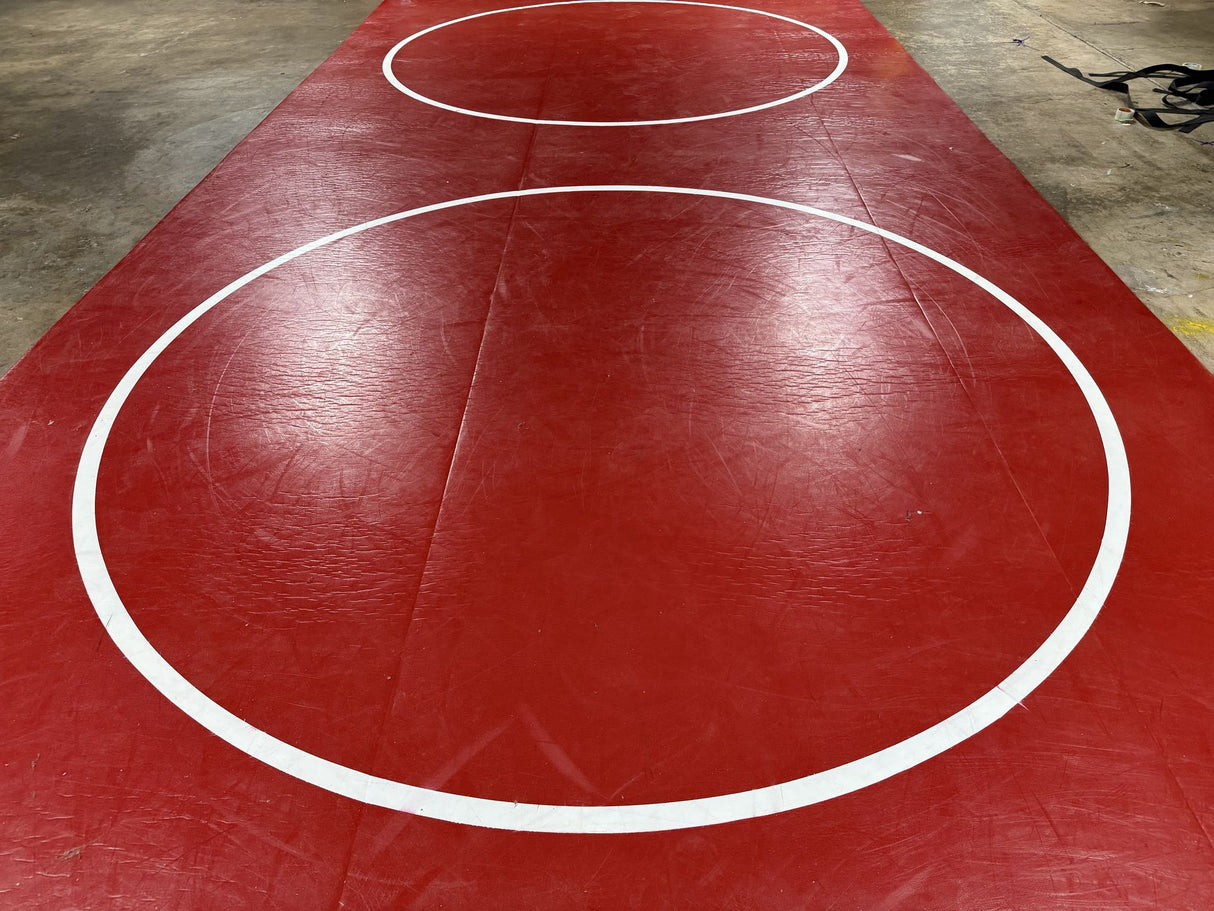 Classic Mat 12' 9" x 42' Red With 3 10' White Cirles