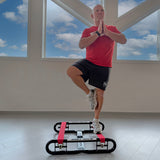 Man doing a yoga pose on The Slack Liner for coordination and core stability