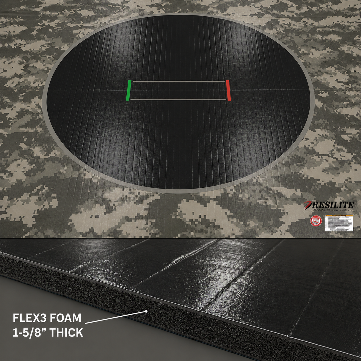 Camo Wrestling Mat for Home Training — 9'4" x 10' - Tape